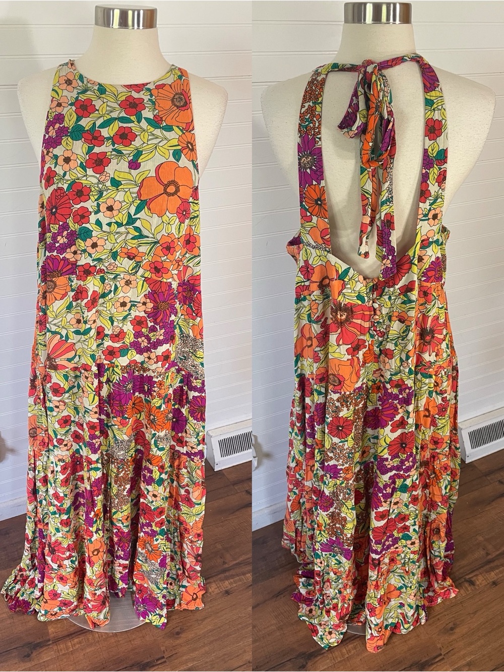 Natural Life Halle Floral Halter Jumper
Maxi Dress Size XL Boho Multicolor